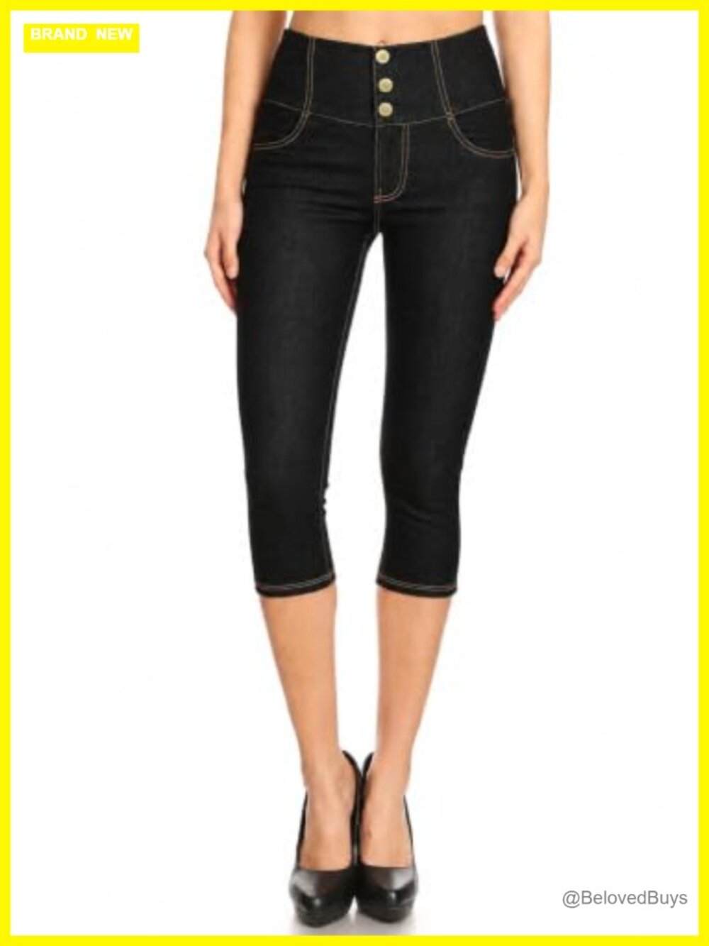 High Rise Pull On Capri Knit Denim Jegging Skinny Cropped Pants